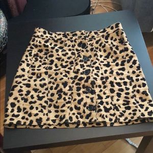 Express cheetah mini button down skirt